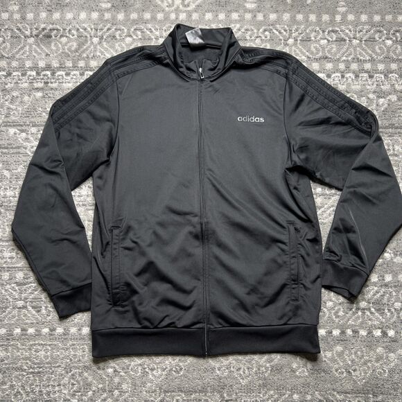 Adidas Men's Essentials Three Stripe Warm Up Track Jacket Mens Large Black - Picture 1 of 9